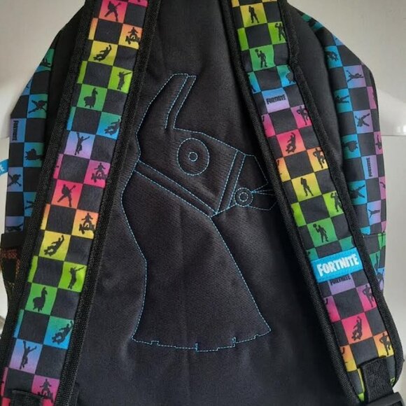 Fortnite Checkered Amplify Rainbow Multicolor Backpack Bookbag Back to School - Picture 2 of 5